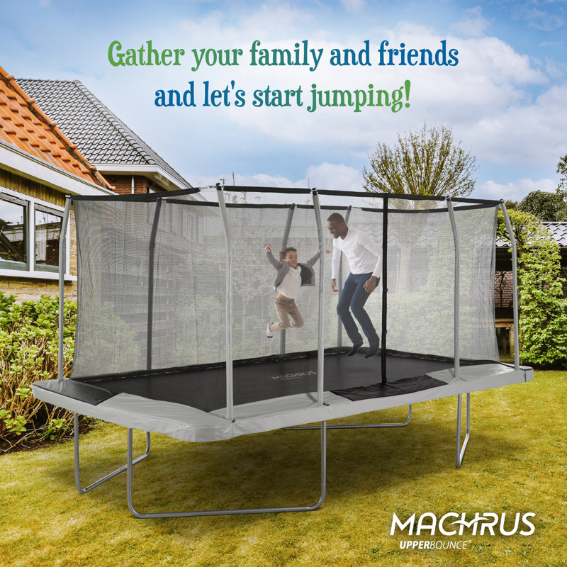 Black Rectangular Trampoline with Enclosure, 9' x 15'