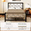 Lit plateforme vintage en métal Avren avec tête et pied de lit, design géométrique, sommier non requis-1063910017-1063910016