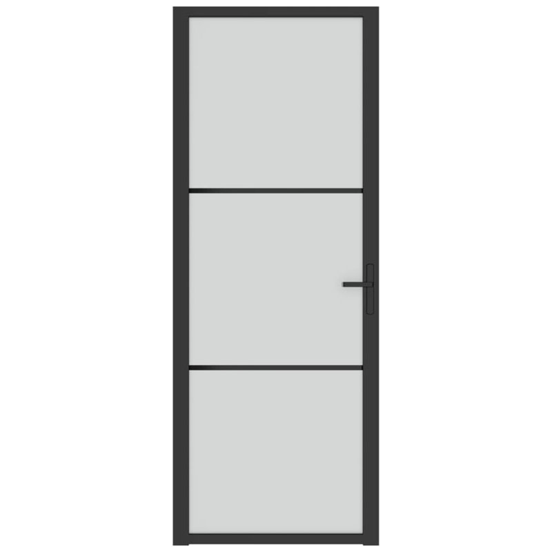 Portes coulissantes en métal et en verre, 29,9 po x 79,3 po, Noir / givré