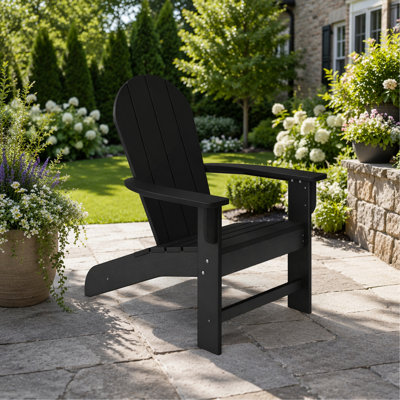 Black Adirondack Chair – Premium HDPE Poly Lumber for Pool, Patio, and Garden Elegance