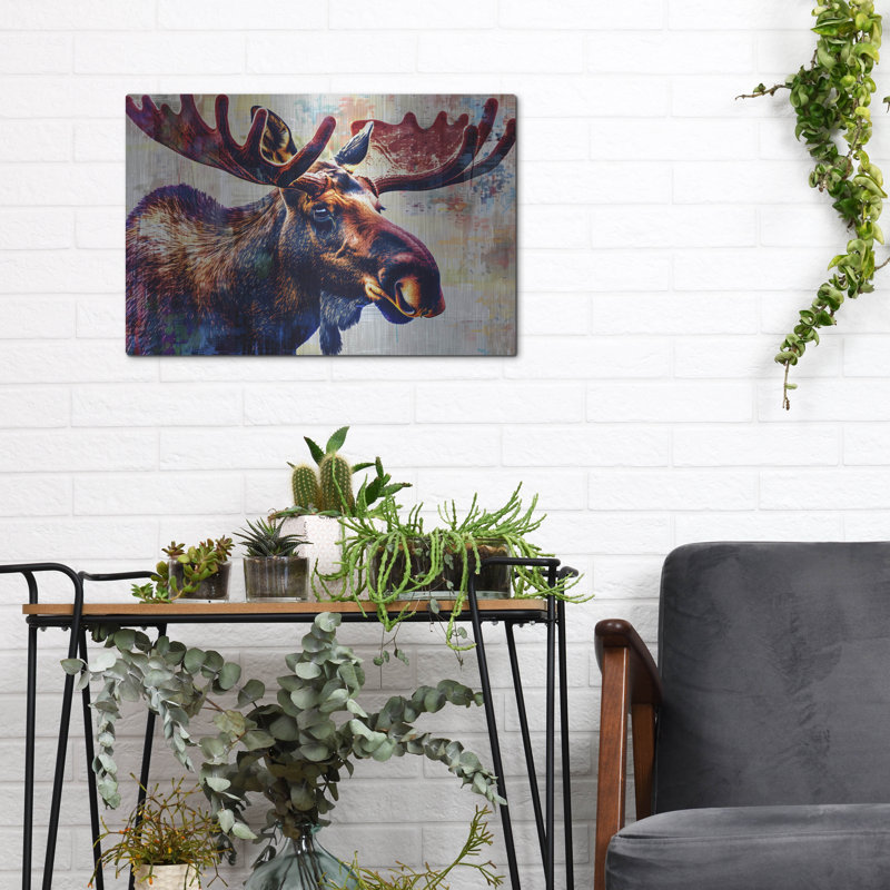 «Moose Head» par Andreas Magnusson, art mural en métal, H 12 po x l 16 po
