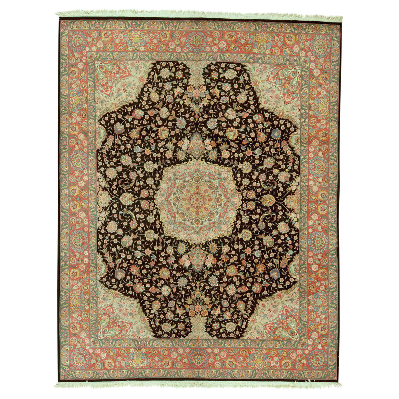 Hand Knotted Wool Area Rug in Black And Beige