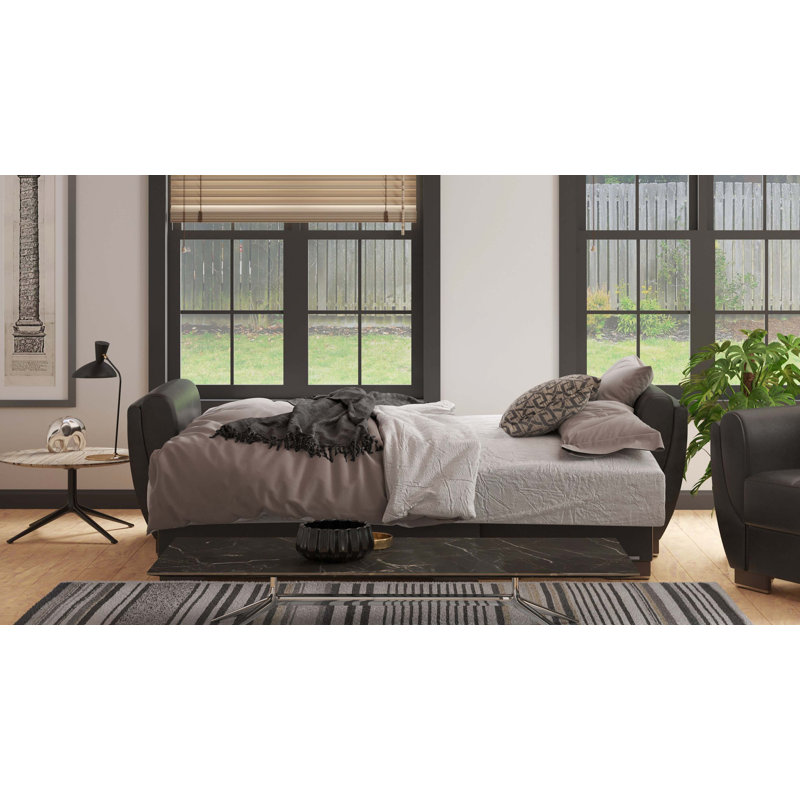Chaise longue rembourrée convertible avec rangement, Noir