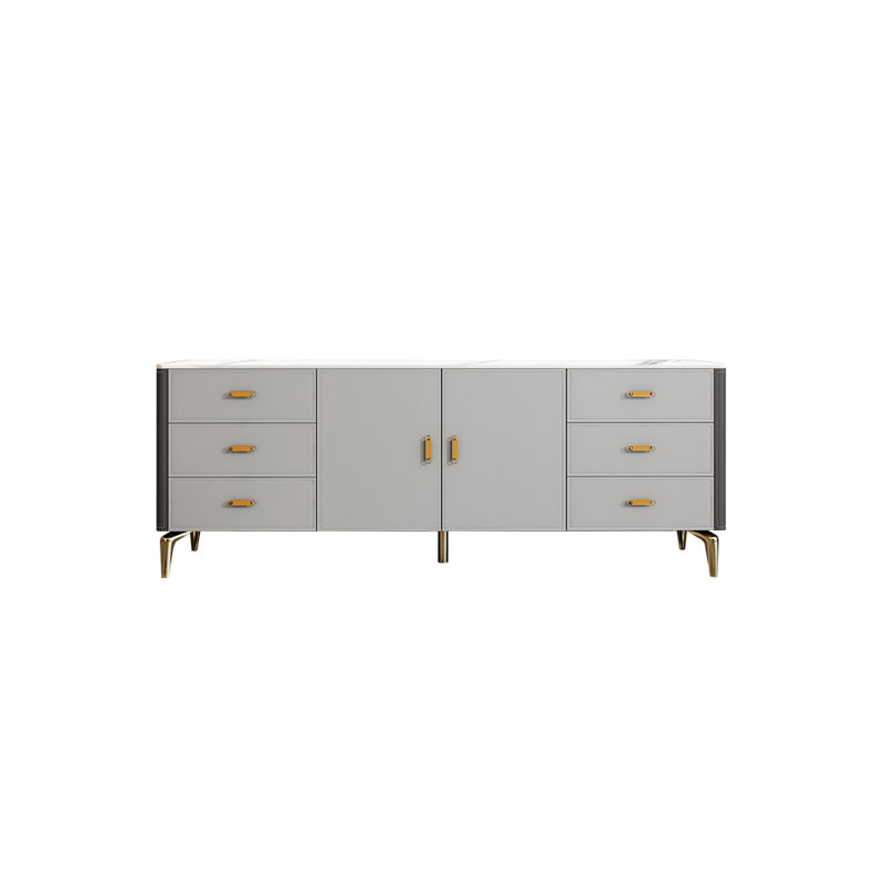 Meuble télé léger et luxueux, Gris / gris blanc, 70.87"
