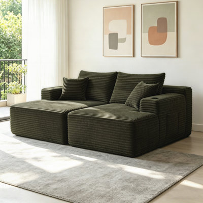 Canapé modulaire 76 po Cloud, méridienne en L avec méridienne en forme de R avec assise profonde et confortable canapé 2 places pour salon moderne