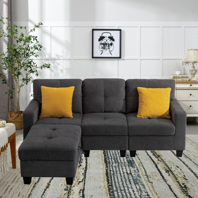 4 - Piece Couch Upholstered Sofa with Ottoman