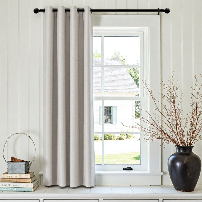 Grommet Room Darkening Linen Textured Curtain, 50" W x 72" L, Stone White