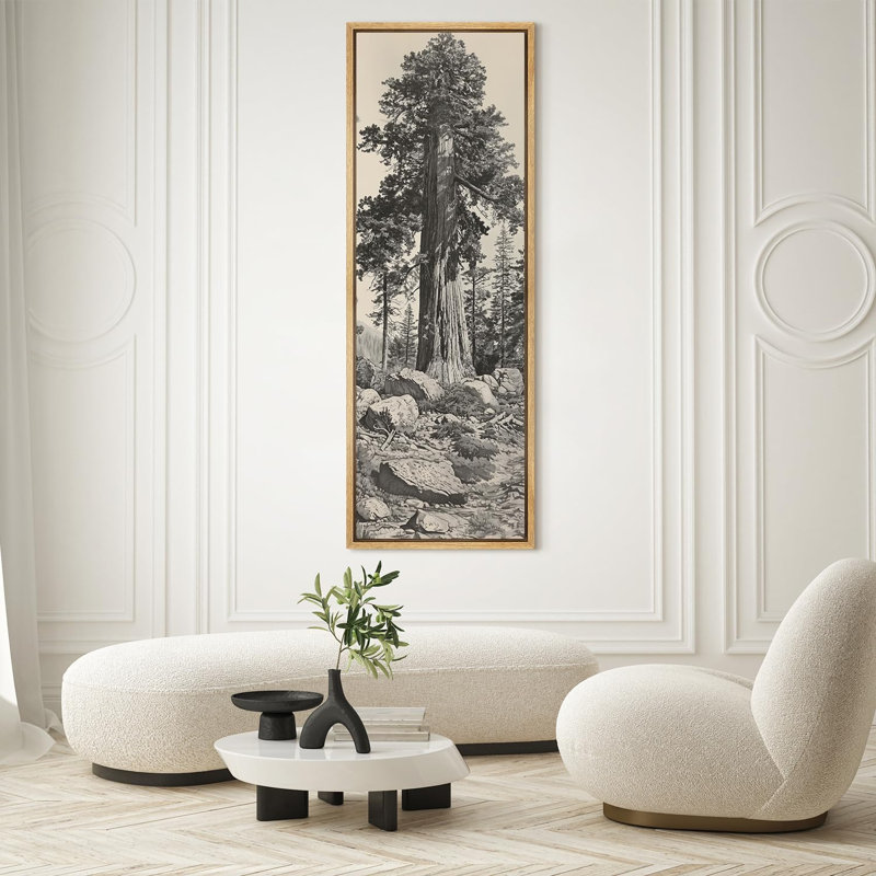 Reproduction d'art rétro sur toile encadrée de pin rétro vintage, H 60 po x l 20 po, Naturel