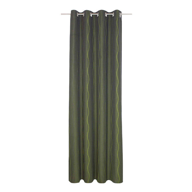 Pedersen Cotton Blend Eyelet Curtain, single Panel, opaque, Green, 132cm Width x 255cm Drop