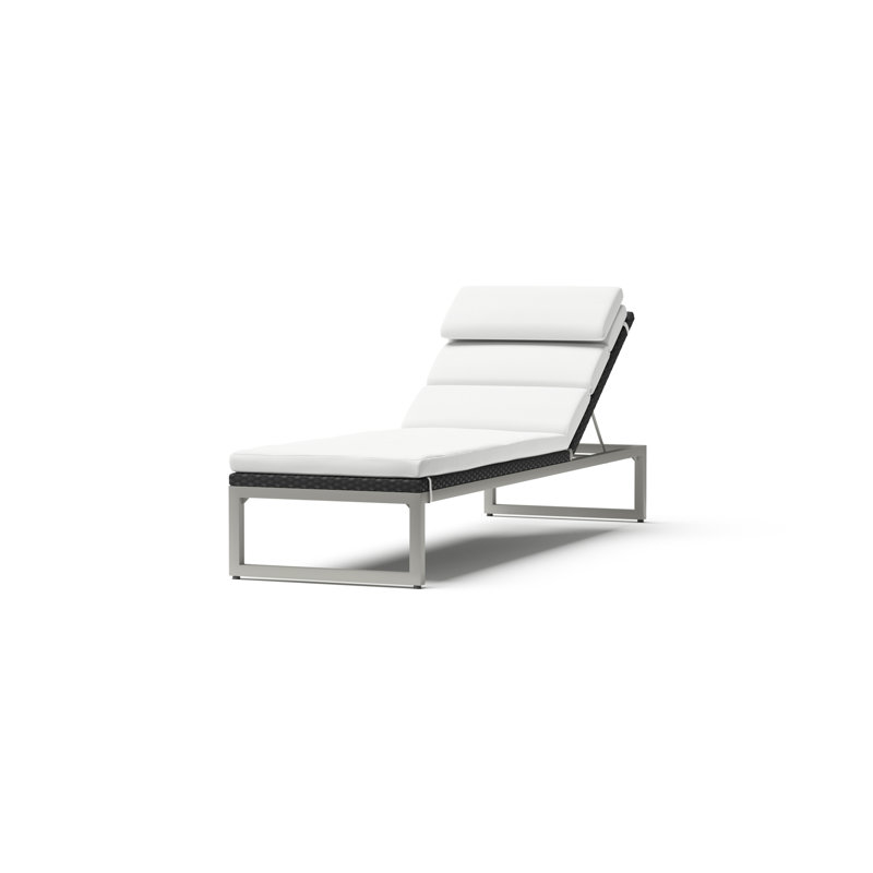 Milo Reclining Chaise Lounge with Cushion, Espresso, Maxim Beige