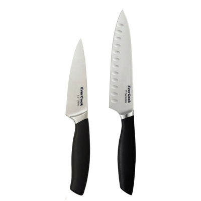 Ensemble de couteaux Santoku de 7 po et de couteaux utilitaires de 5,5 po EverCook, couverts en acier inoxydable