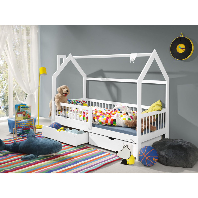 Outen Standard House Beds with Storage Included, European Toddler (70 x 160cm), White