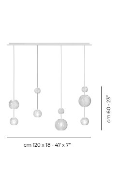 Oto Suspension Lin Smoky Striped Mirrored Steel G9 Ul, Crystal, Glossy White
