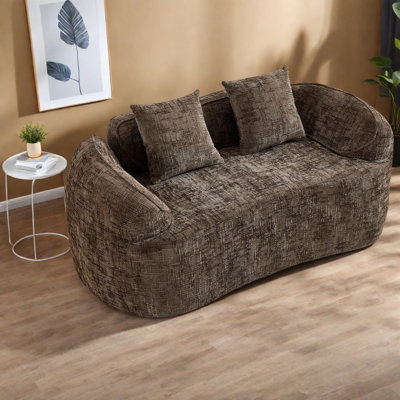 Compression Sofas, Brown Chenille 2 Seat Compact Modern Home Couch