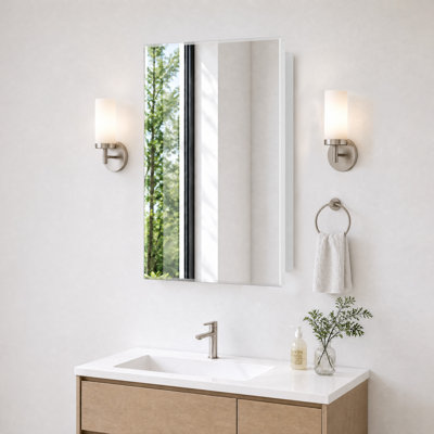 24'' x 36'' Medicine Cabinet With Beveled Frameless Mirror& Removable Shelves, Recess or Surface Mount,Already Assembly