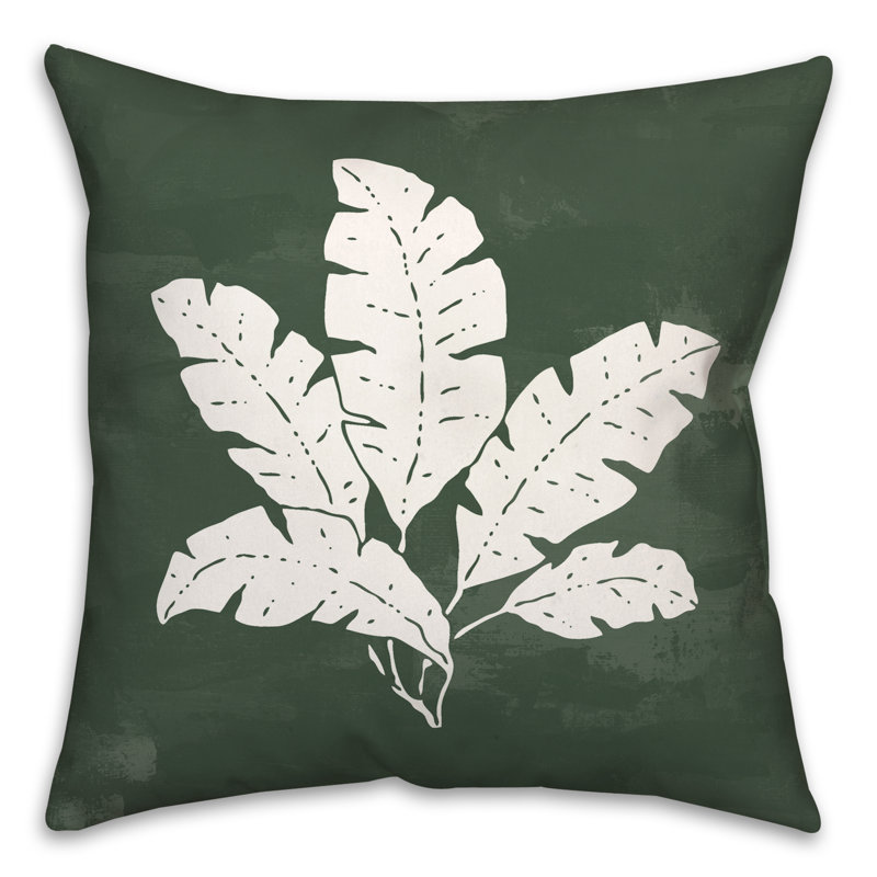 Floral Outdoor Reversible Throw Pillow, Green
