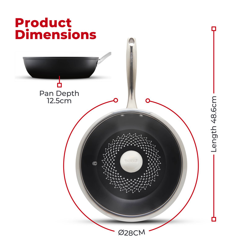 Tower T900308 SmartStart Ultra Forged 28cm Multi-Pan & Lid with Aeroglide Ultra Non-Stick Coating, Induction Compatible