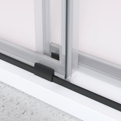 44'' - 48'' W X 76'' H Matte Black Double Sliding Shower Door With 3/8" (10mm) Tempered Glass, Stainless Steel Joints 44 48" 76" In Black, Clips
