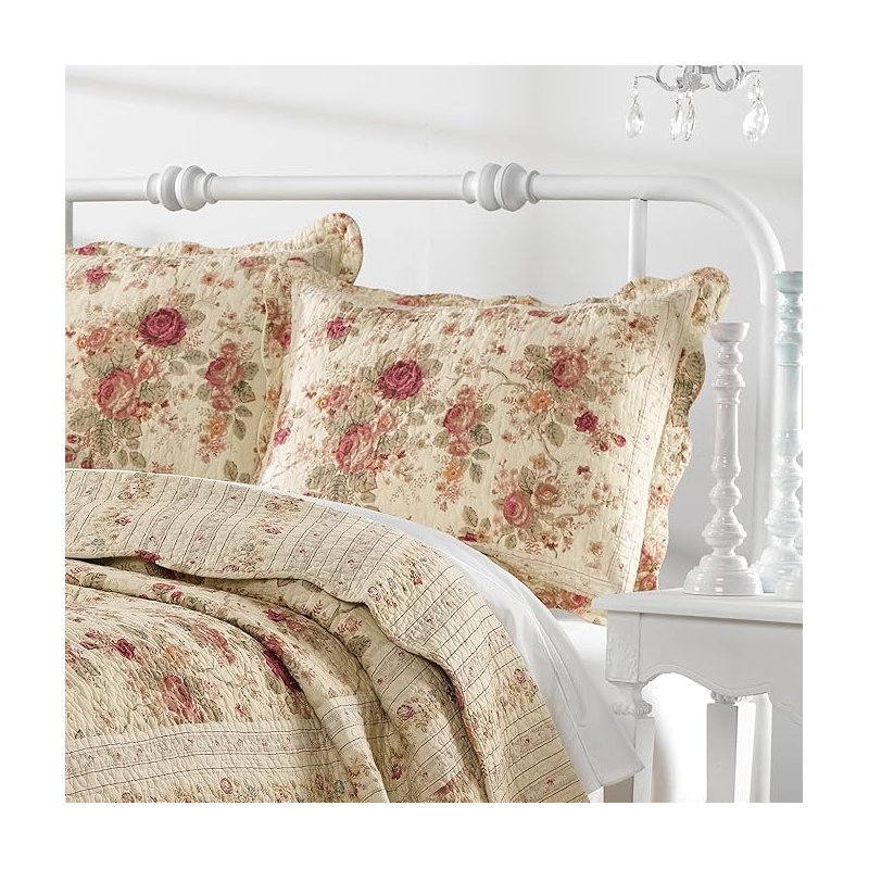 Greenland Home Fasions Antique Rose Ecru Standard Sham, 20x26, Standard