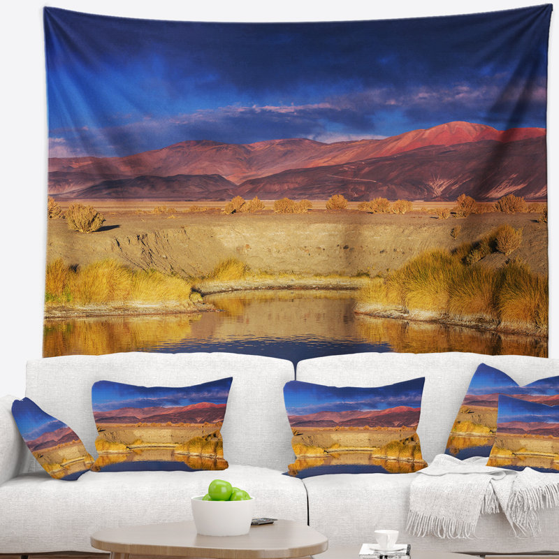 Paysage africain, tapisserie vue du nord de l'Argentine, H 50 po x l 60 po