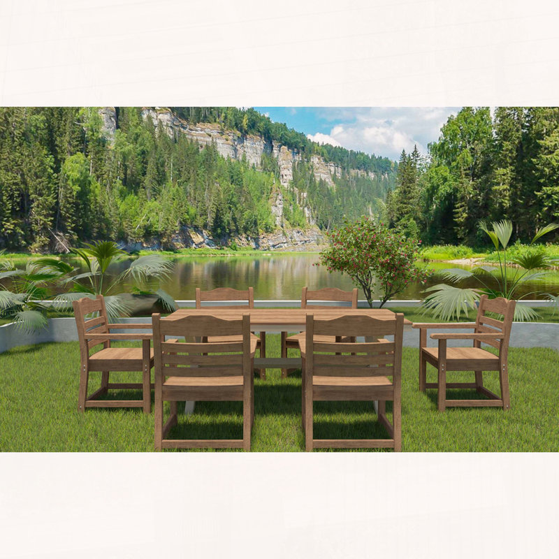 Chaise de patio avec ensemble de 2 accoudoirs, matériau avec texture imitation grain de bois, teck
