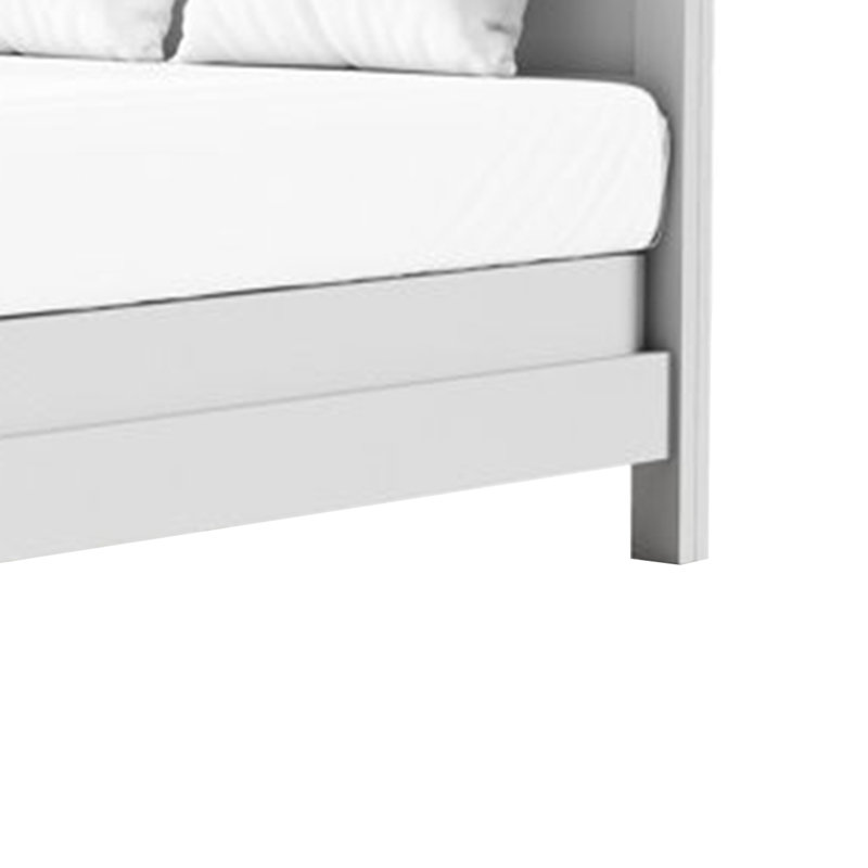 Tela Twin Size Bed W Recessed Panel Headboard, Dark Brown Trim, White, White/Dark Brown, Twin