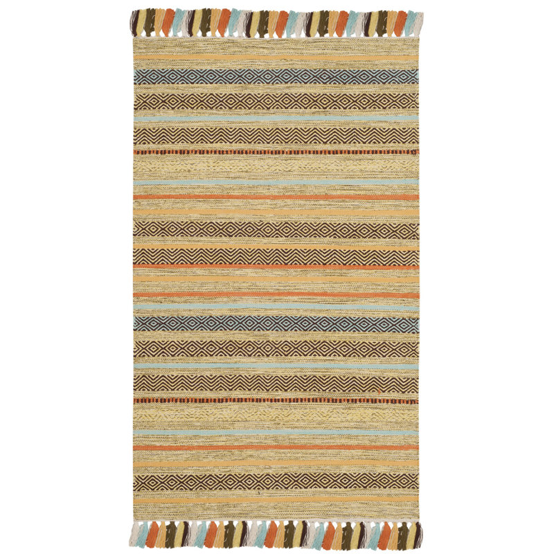 Montauk Hand Woven Cotton Striped Rug, Rectangle 3' x 5'
