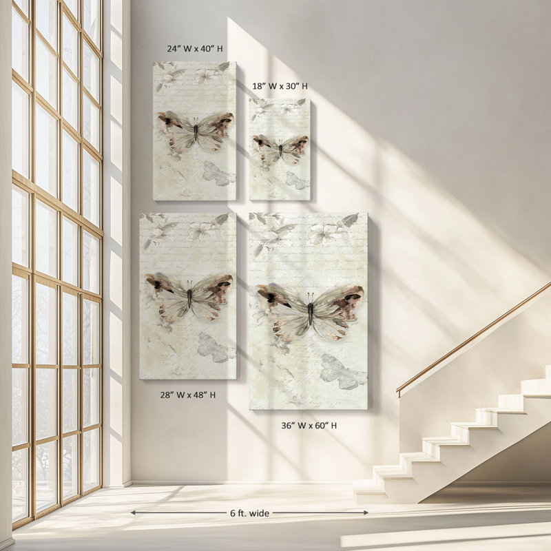 "La Chanson du Papillon II" par Carol Robinson, reproduction sur toile, H 30 po x l 18 po x P 1 po