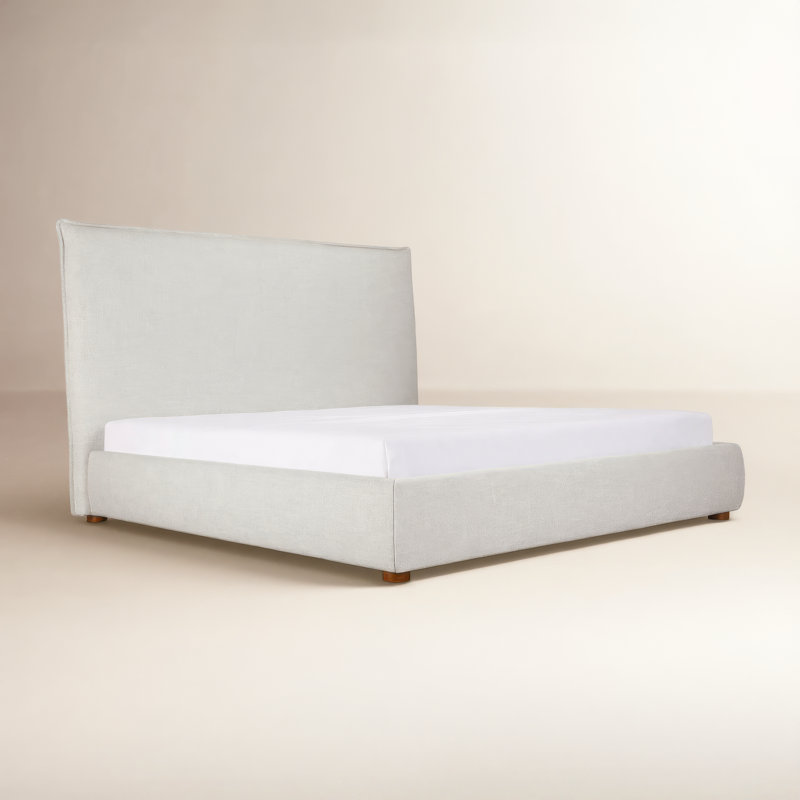 Lit plateforme tapissier Timothy, Très grand, Tissage natté blé, 54