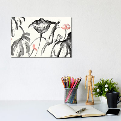 Lotus Study With Coral I by Nan Rae - Wrapped Canvas Painting