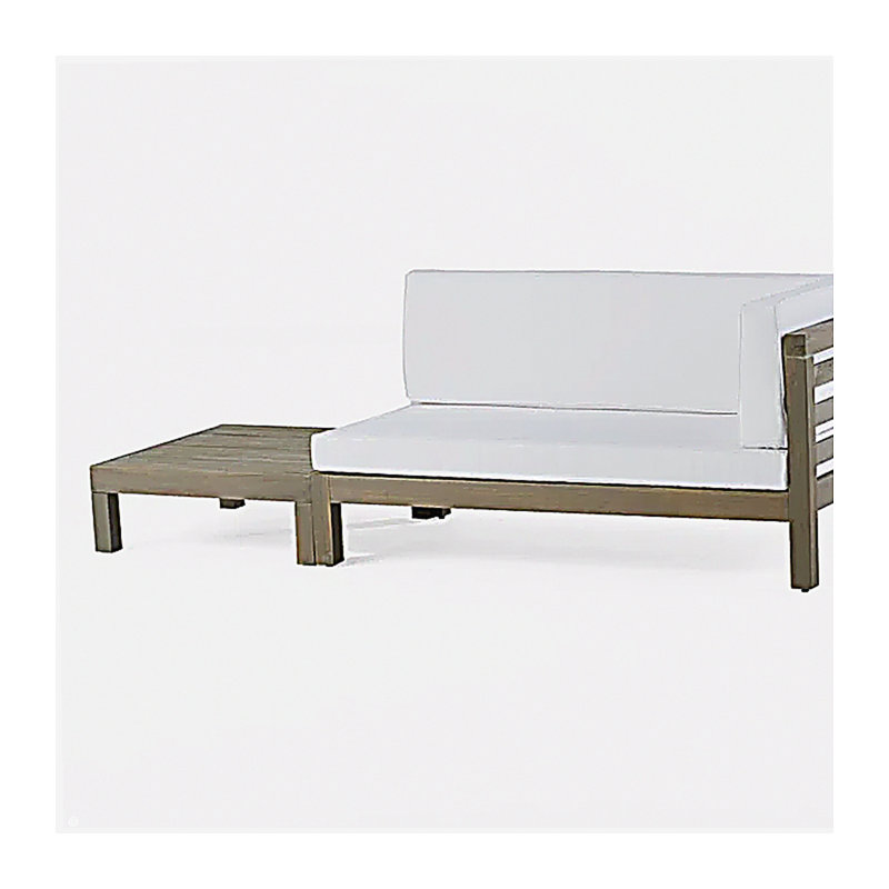 OANA RIGHT CORNER BENCH AND COFFEE TABLE, WHITE