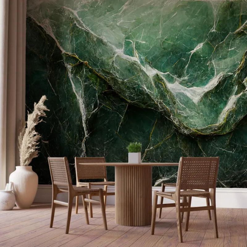 Emerald Green Marble Texture Wall Mural, 96" L x 108" W