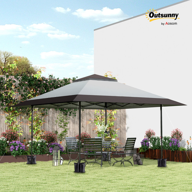 13' x 13' Pop Up Canopy Tent, Instant Sun Shelter, Tents for Parties, Height Adjustable, with Wheeled Carry Bag and 4 Sand Bags for Outdoor, Garden, Patio