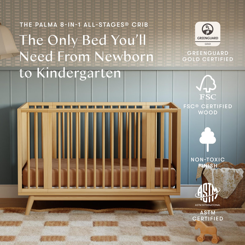 Palma 8-in-1 Convertible All-Stages® Crib with Bassinet & Toddler Bed Kits, Honey