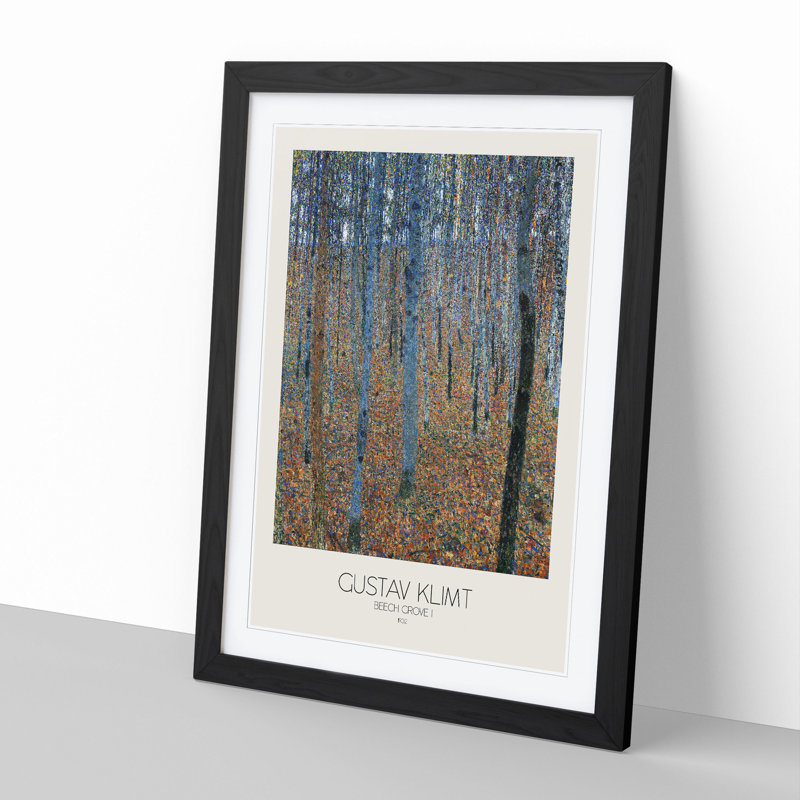 Beech Grove Forest with Border by Gustav Klimt - Picture Frame Painting, 65cm H x 48cm W x 2cm D, Black Framed