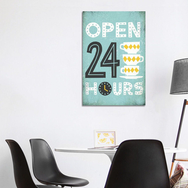 Retro Diner Open 24 Hours I by Michael Mullan - Print on Canvas, 101.6 cm H x 66.04 cm W x 1.91 cm D, Wrapped Canvas