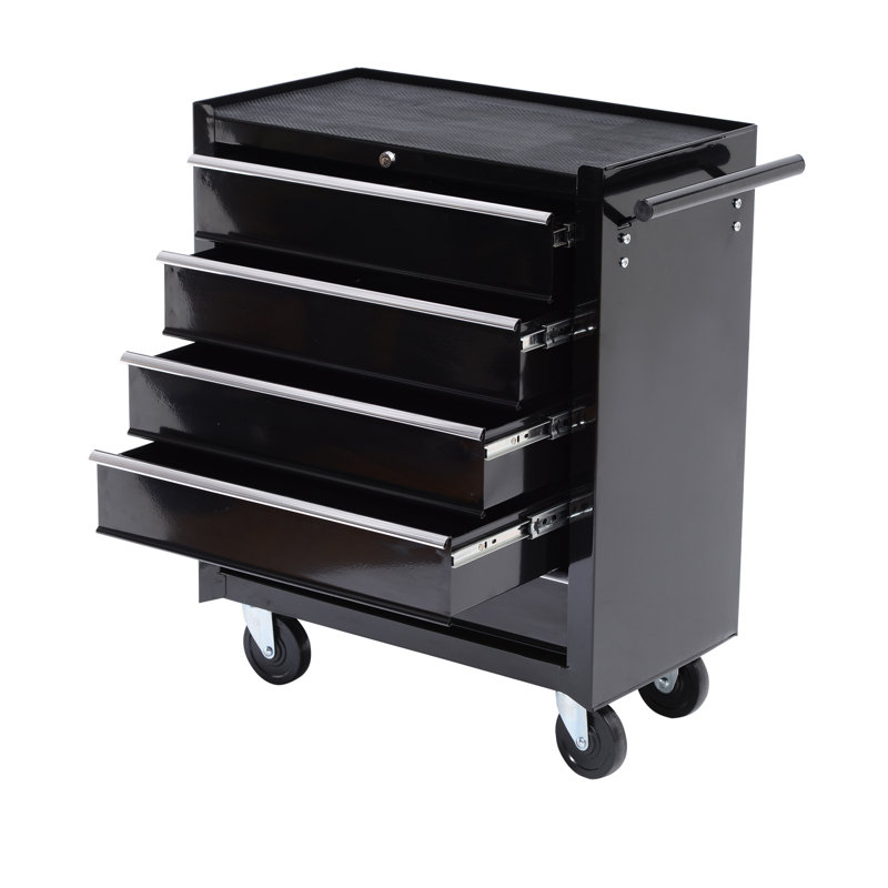 Dounton 27.25'' W 5 -Drawer Steel Bottom Rollaway Chest with Wheels, Black