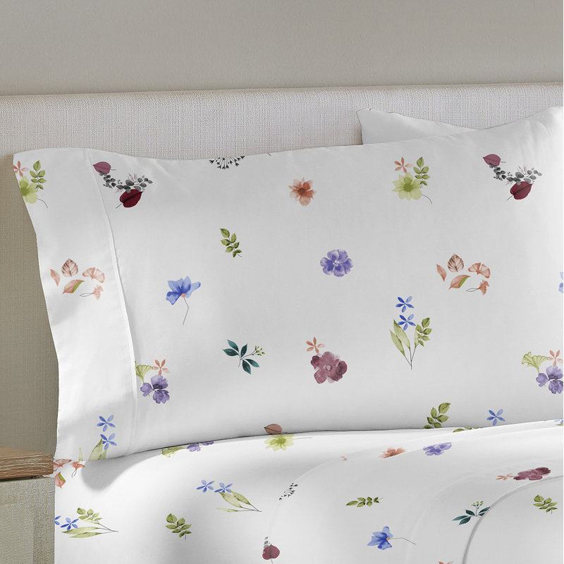 Pointehaven Floral Garden Cotton Percale Printed 2 pc Pillow Cases, King, King Pillow Case, Floral Garden