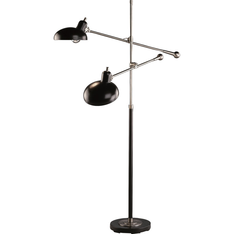Bruno Adjustable Lead Bronze Double-Arm Pharmacy Floor Lamp