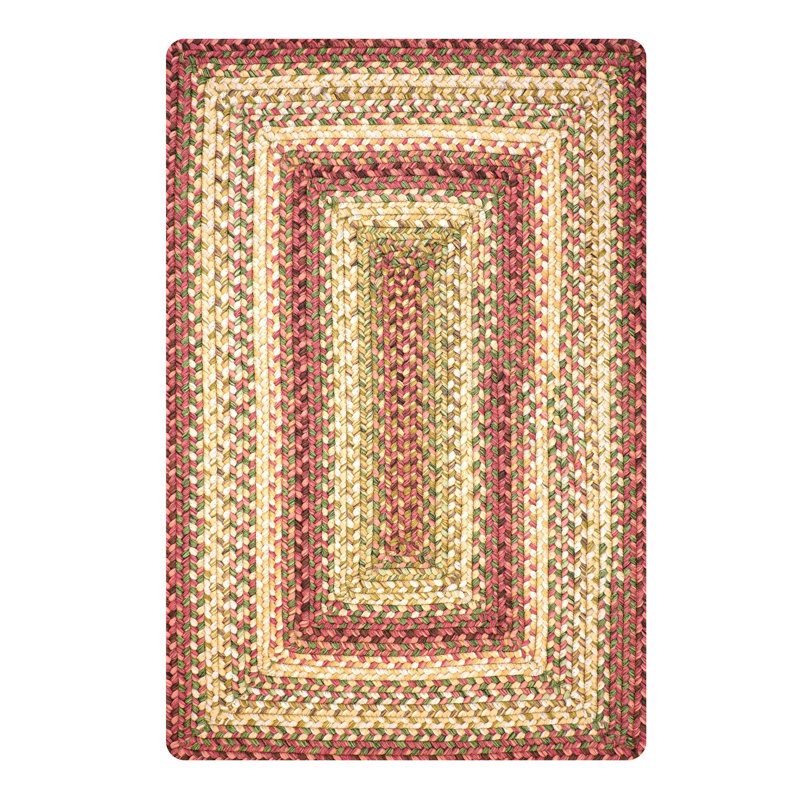 Tapis tressé réversible intérieur / extérieur rouge / or lavable, Rectangle de 5 pi x 8 pi