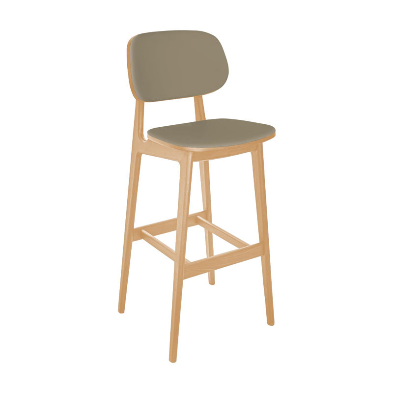 Emma Barstool Natural - Grade 4 Fawn Reveal Seat & Upholstered Back, Tan, Fawn