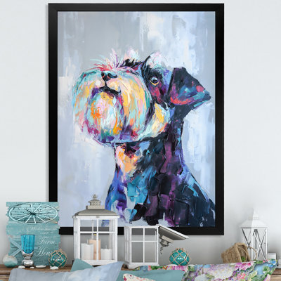 «Pastel Paint Fox Terrier Portrait», reproduction d'art sur toile traditionnelle