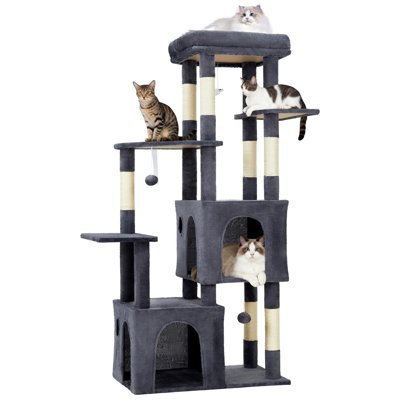 61"H Multi-level Cat Tree for Indoor Cats Activity Tower with Sisal Scratching Posts