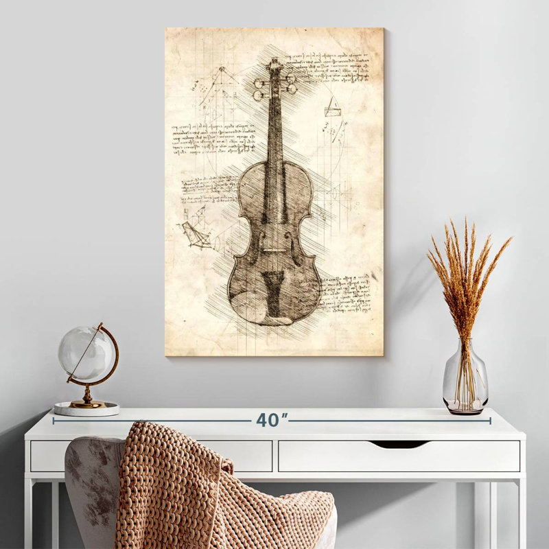 Abarca Old Violin Blueprint, H 30 po x l 20 po