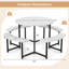 Ensemble de banc de table rond avec 4 bancs et parasol-523281857