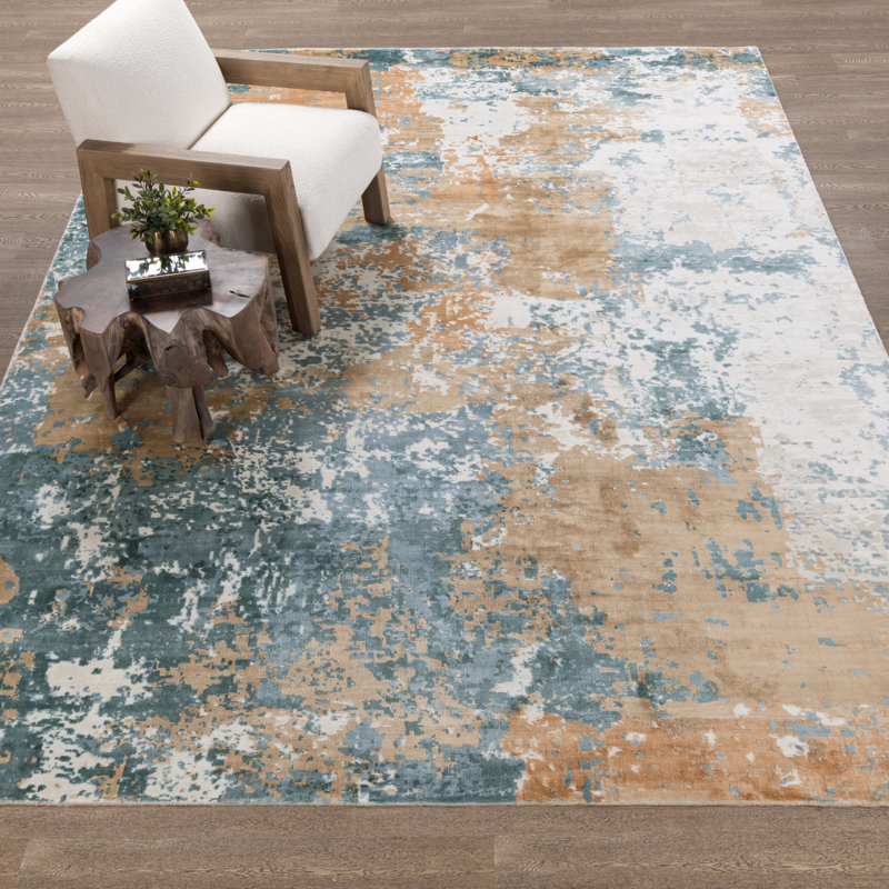 Tapis en mélange de coton Vienna, Blue, Rectangle 9' x 12'