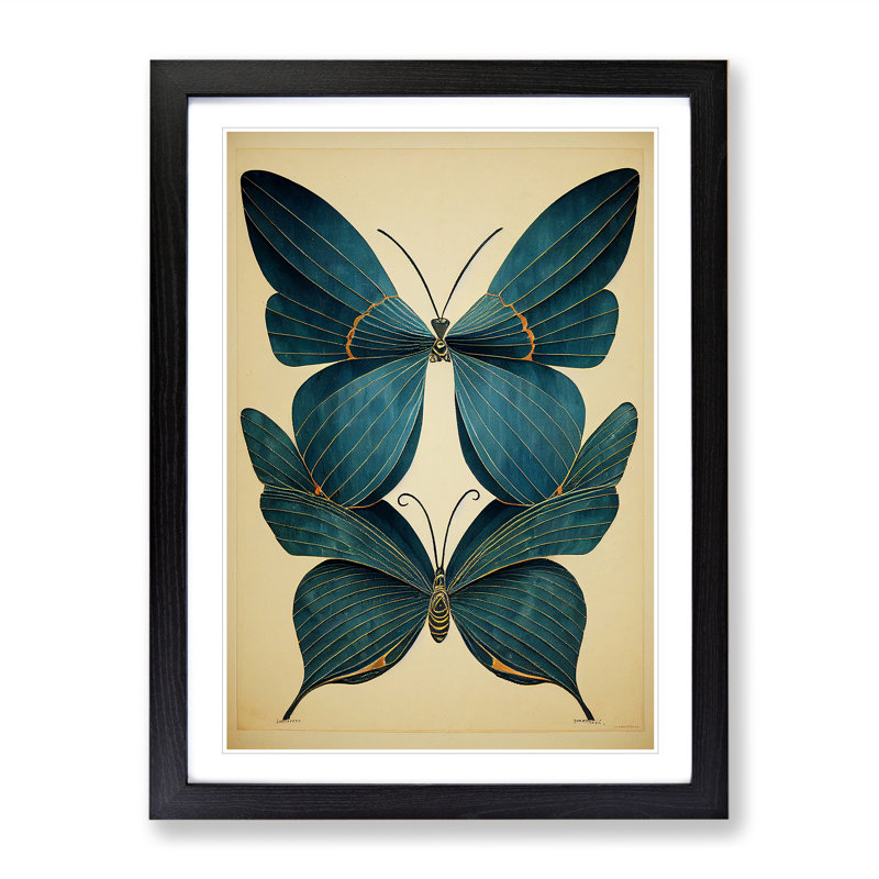 Angelic Butterflies - Single Picture Frame Print, 64cm H x 46cm W x 2cm D, Black