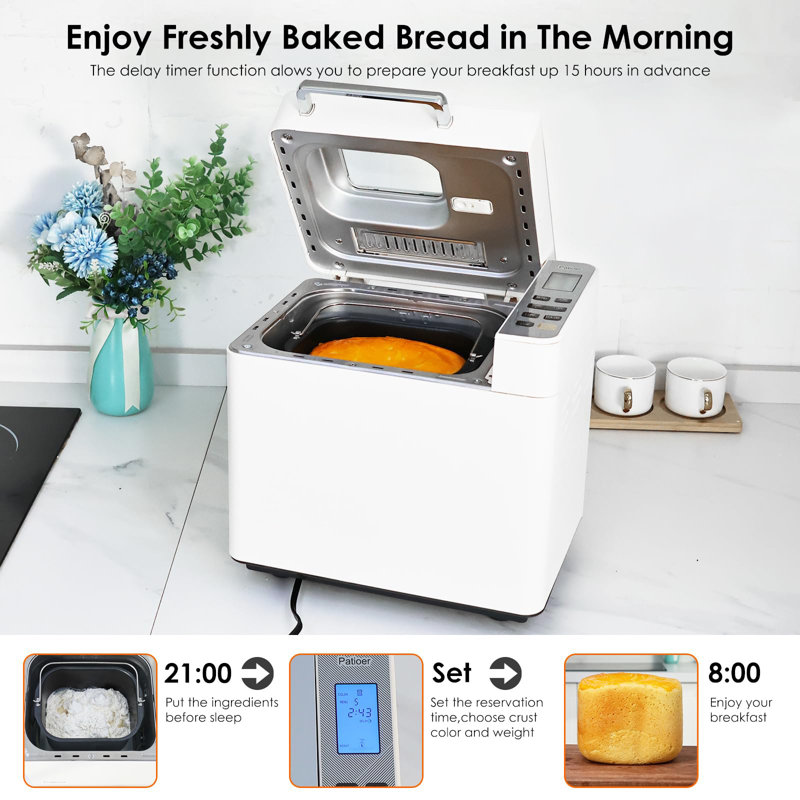 2LB Compact Bread Maker, 21-in-1 Programmable Machine with Auto Yeast & Nut Dispenser