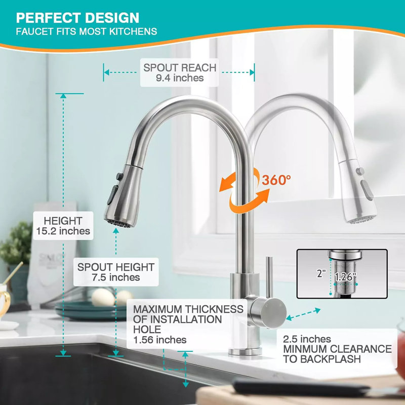 Robinet de cuisine AlenArtWater, Nickel brossé