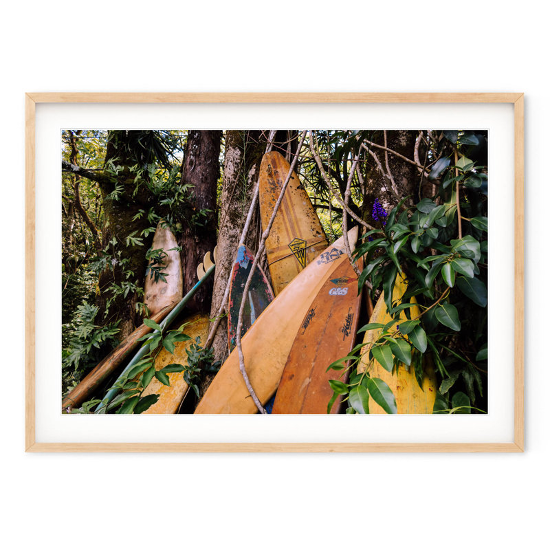 Old Surfboards - Picture Frame Photograph, Natural Framed, 28.5" H x 40" W
